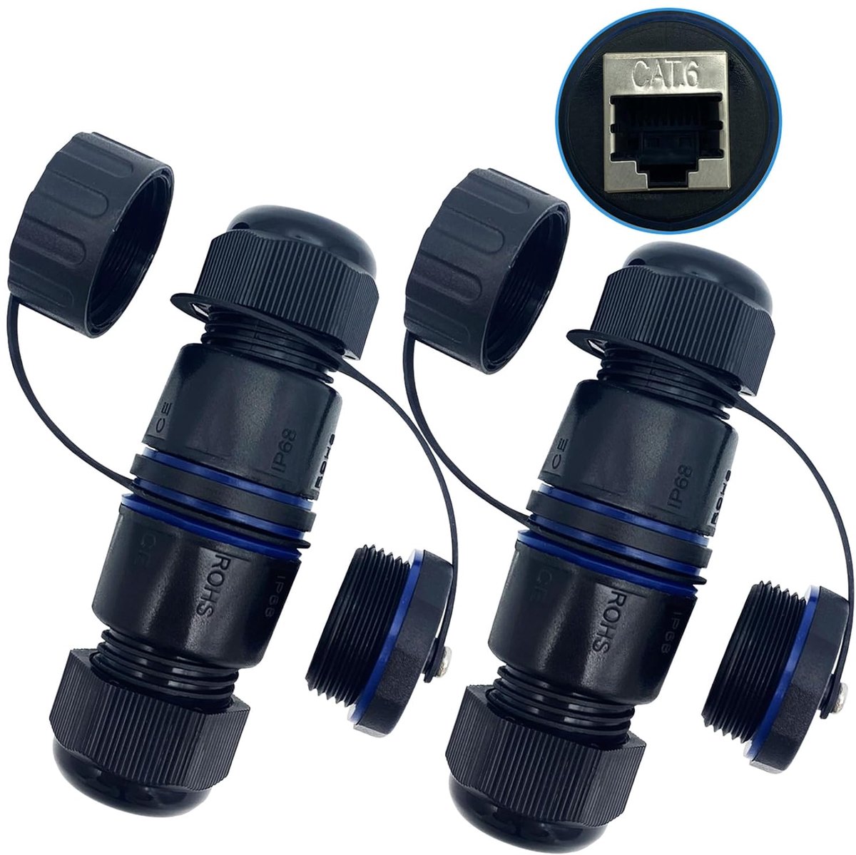 SnelShoppen - CTRICALVER RJ45 Waterdichte Connector, Beschermde Netwerkverlenging voor CAT.6E/CAT.6/CAT.5E/CAT.5, Ethernet Connectoren voor Buiten met