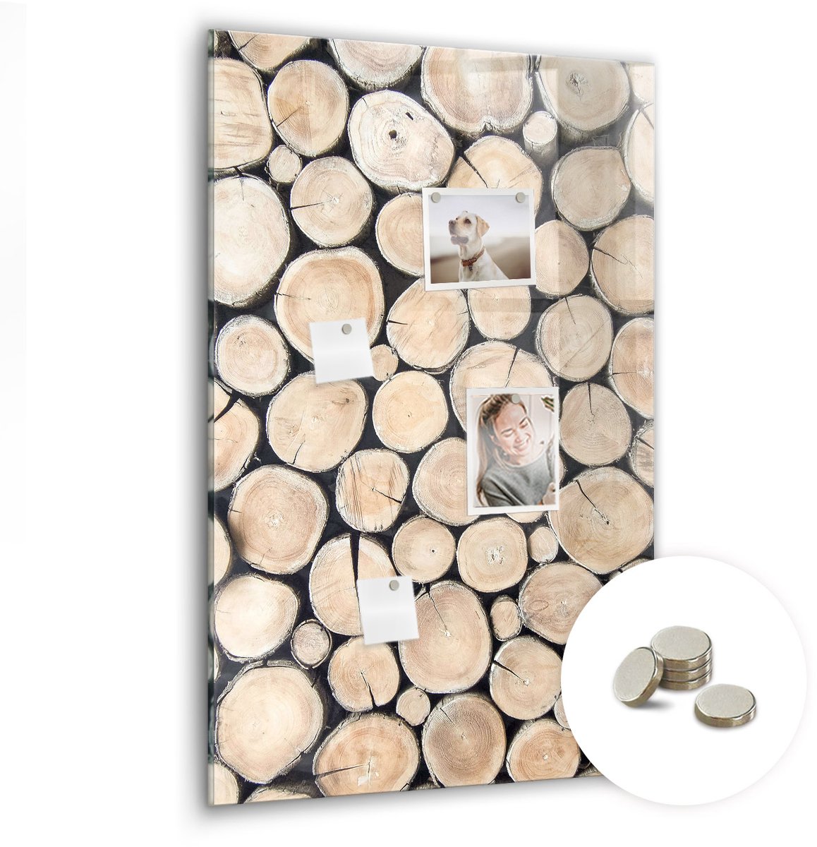 Coloray Glazen Magneetbord - Magnetisch Bord Bosbomen natuur - 60x90 cm - Bruin Magneetbord - Magnetic Board - Woonkamer Decoratie