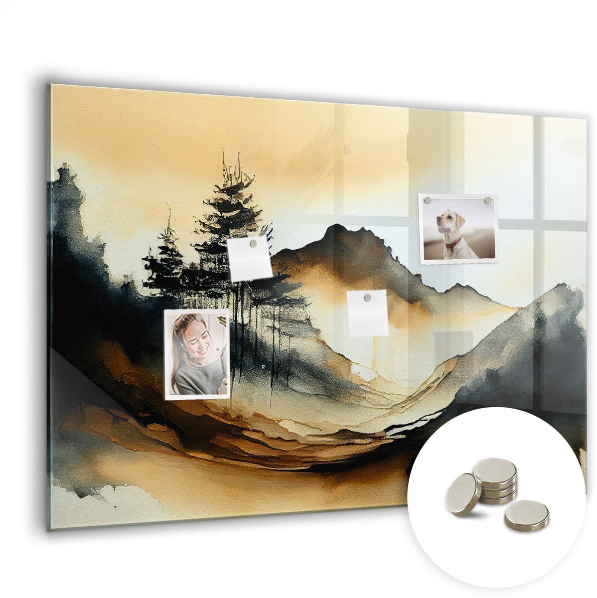 Coloray Glazen Magneetbord - Magnetisch Bord Oude wereldkaart - 100x70 cm - Veelkleurig Magneetbord - Magnetic Board - Magneetbord Design