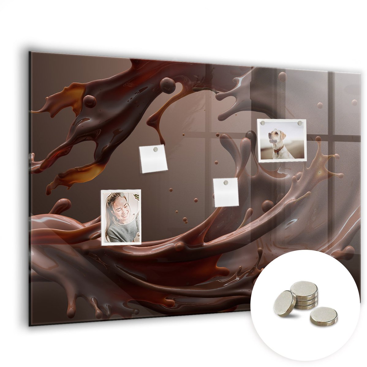 Coloray Glazen Magneetbord - Magnetisch Bord Abstract landschap - 100x70 cm - Bruin Magneetbord - Magnetic Board - Magnetisch Wandbord