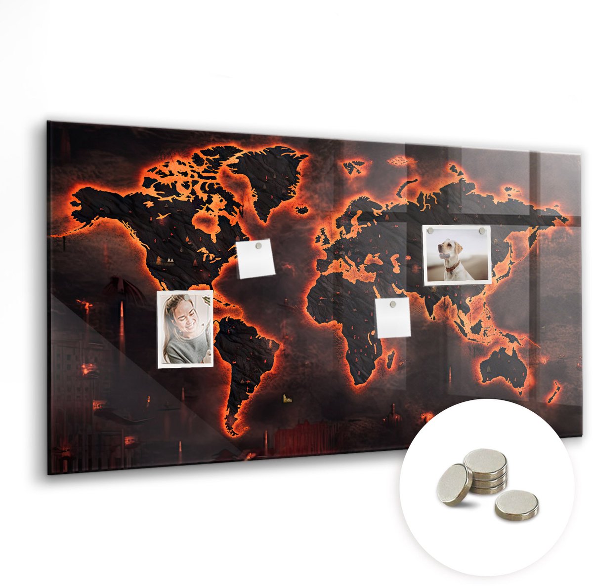Coloray Glazen Magneetbord - Magnetisch Bord Tropische bladeren - 120x60 cm - Oranje Magneetbord - Magnetic Board - Glazen Magneetbord