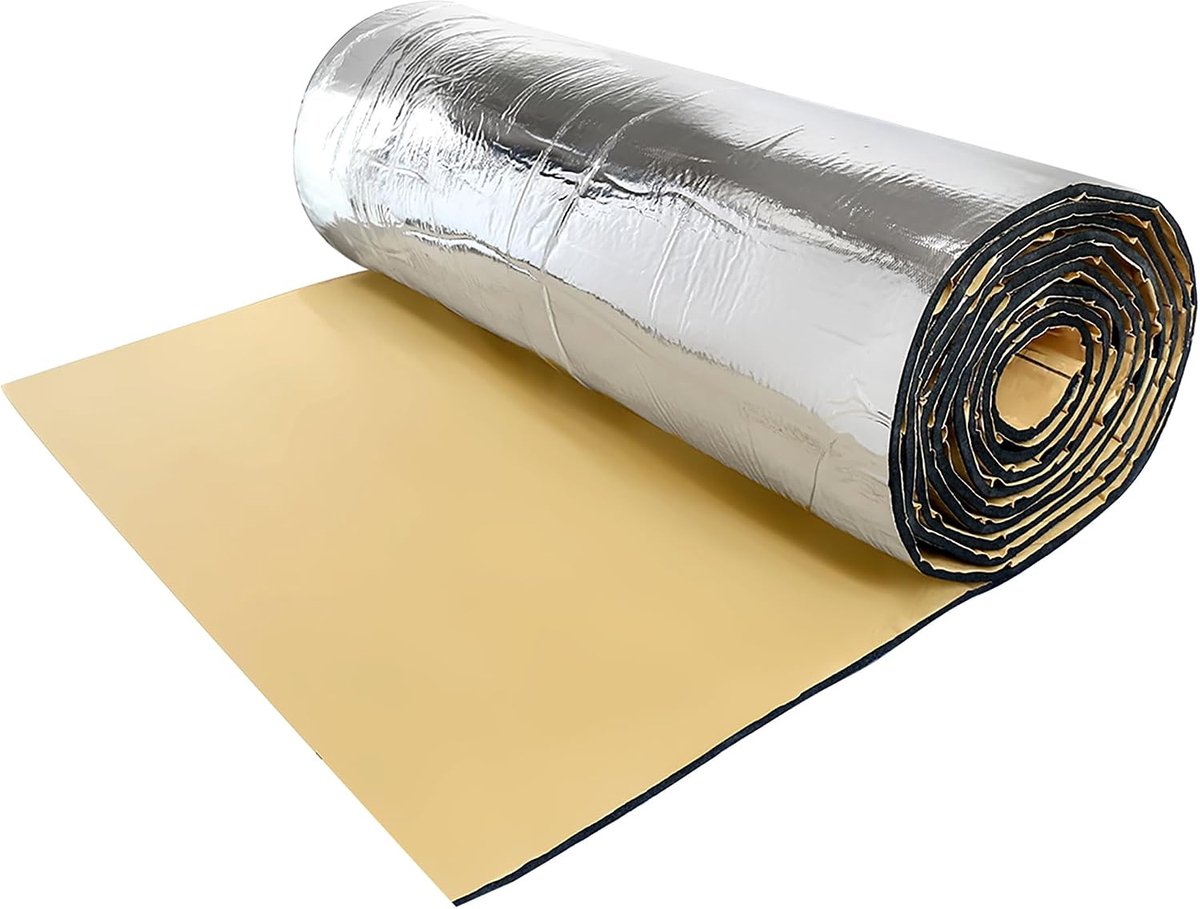 SnelShoppen - Akoestische Isolatie Mat voor Auto 10 mm - Geluidsisolatie en Warmte-Isolatie - 100 x 100 cm - Waterdicht en Brandvertragend