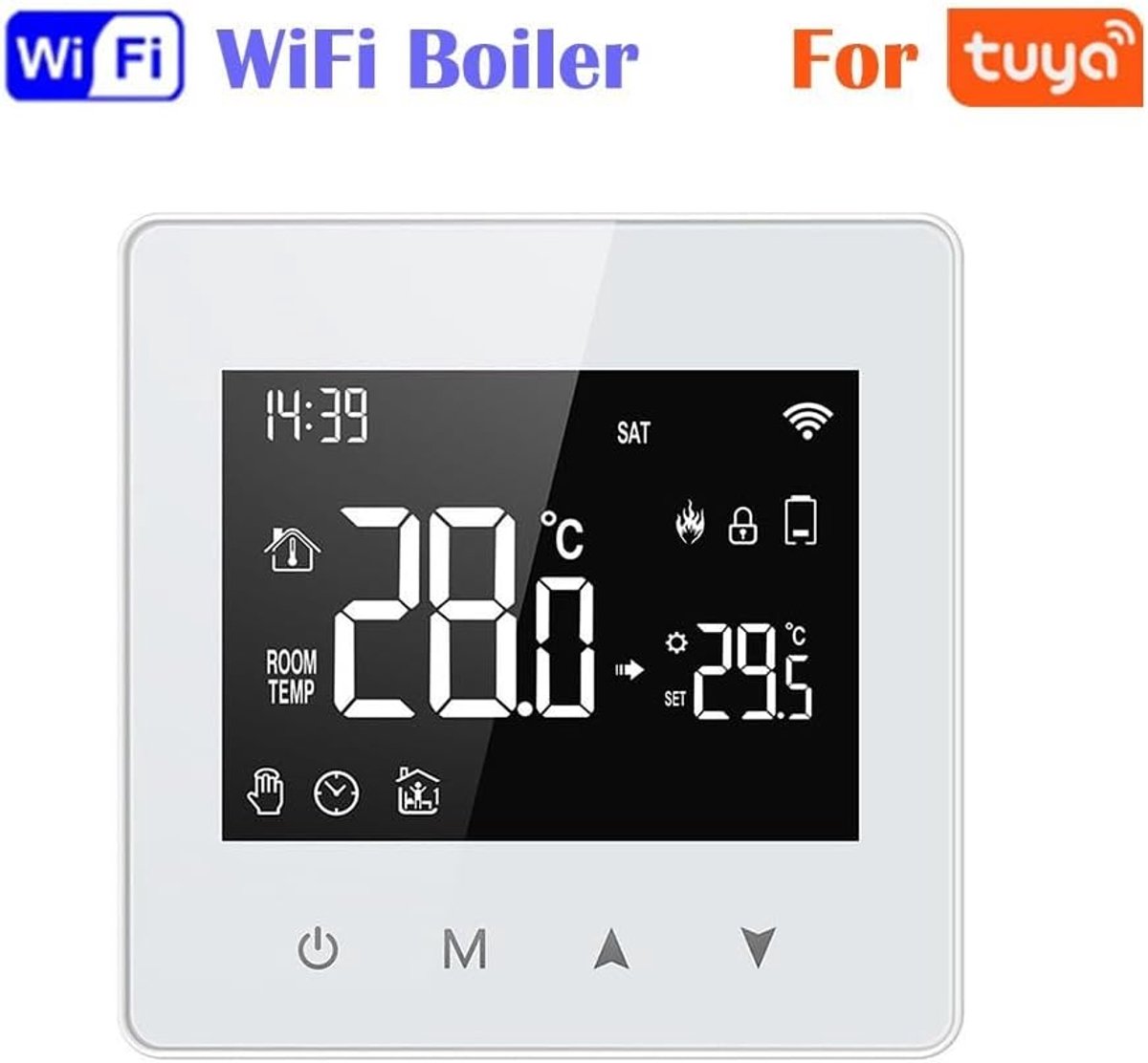 SnelShoppen - Wifi Smart Thermostat voor Gasboiler, Draadloze Temperatuurregeling, App Besturing, Stembediening, Programmeerbare Schema's, Batterij Vo