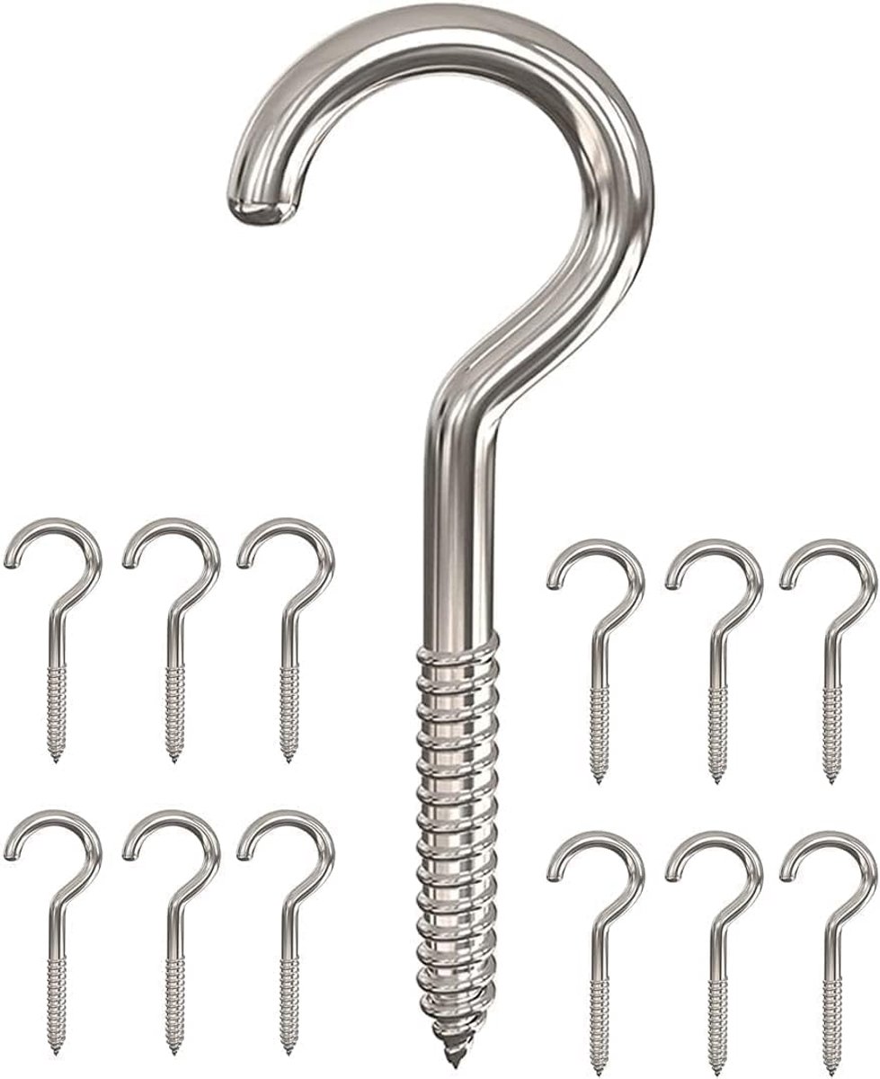 Ceiling hooks 12 stuks - roestvrij staal - zware kwaliteit - ideaal voor binnen en buiten - ShopVlot