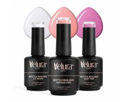Velura® Bottle Builder (BIAB) Set - Builder in a Bottle - All-Time Faves Set - 3x15ml Kleuren - Liquid Builder Gel - BIAB Gel Nagels - Flexibel & Dimethicone Hechting - HEMA- & TPO-vrij