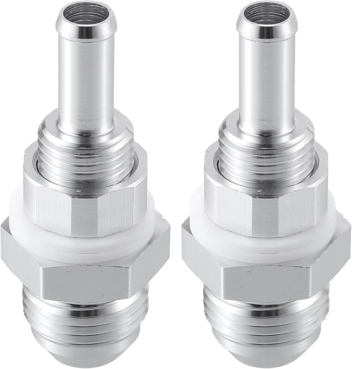 SnelShoppen - 2 Stuks Auto 8AN Mannetje Flens Bulkhead Naar 5/16" Slang Barb Fitting Adapter - Aluminium, Zwart, Duurzaam, Voor Brandstofsystemen