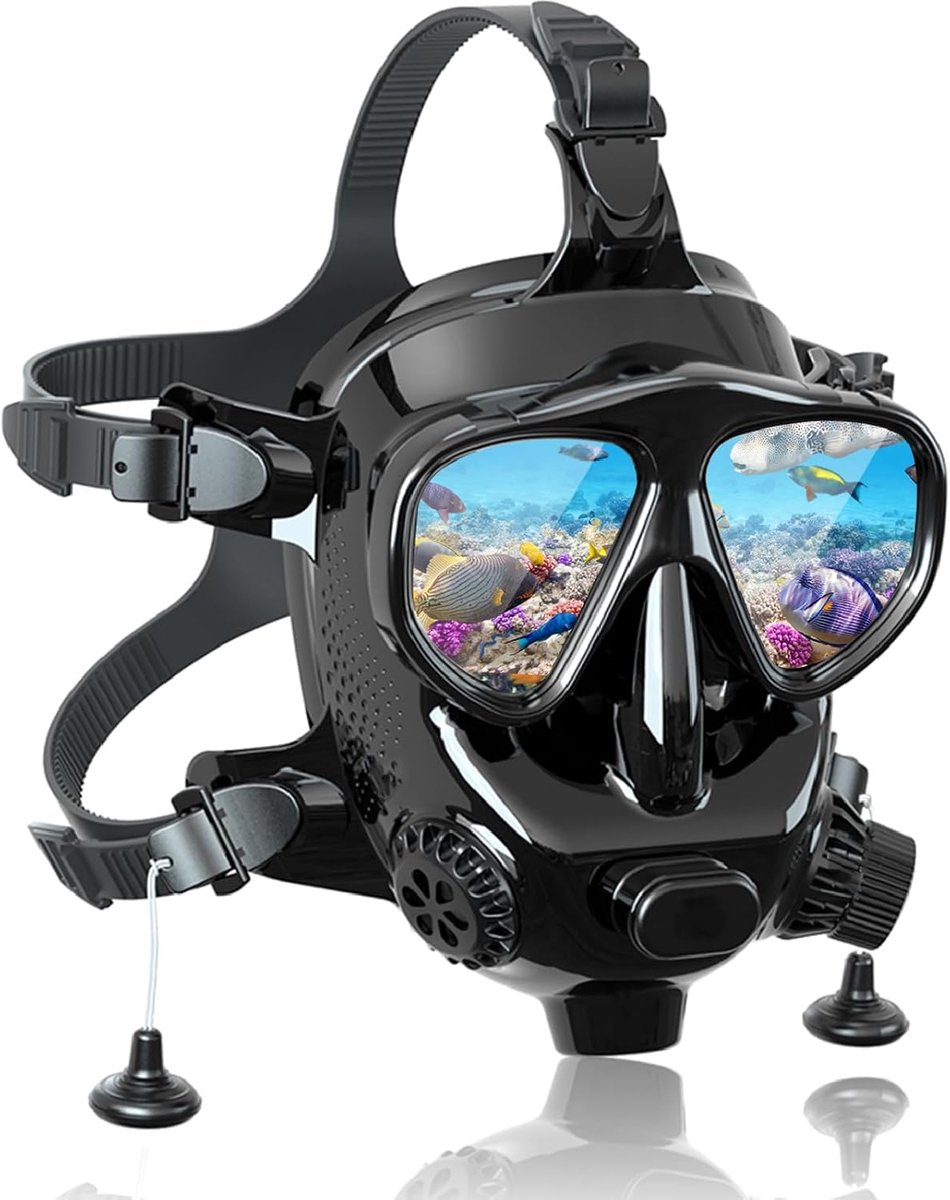 SnelShoppen - Volledige Duikmasker met Camera Houder voor Duiken en Snorkelen, Verstelbaar, 180° Panoramisch Uitzicht voor Volwassenen, Anti-Vog en An