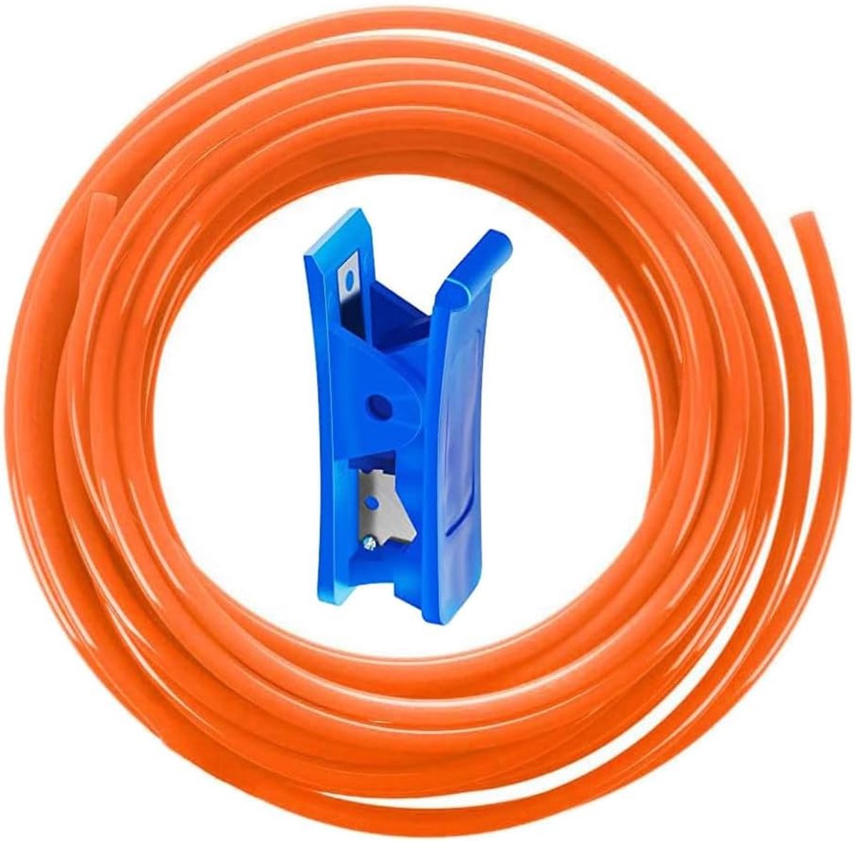SnelShoppen - Flexibele PU Pneumatische Polyurethaan Slang 12 mm Buiten, 8 mm Binnen, Inclusief Slangenschaar, 12 m Lang, Oranje, Voor Lucht- en Vloei