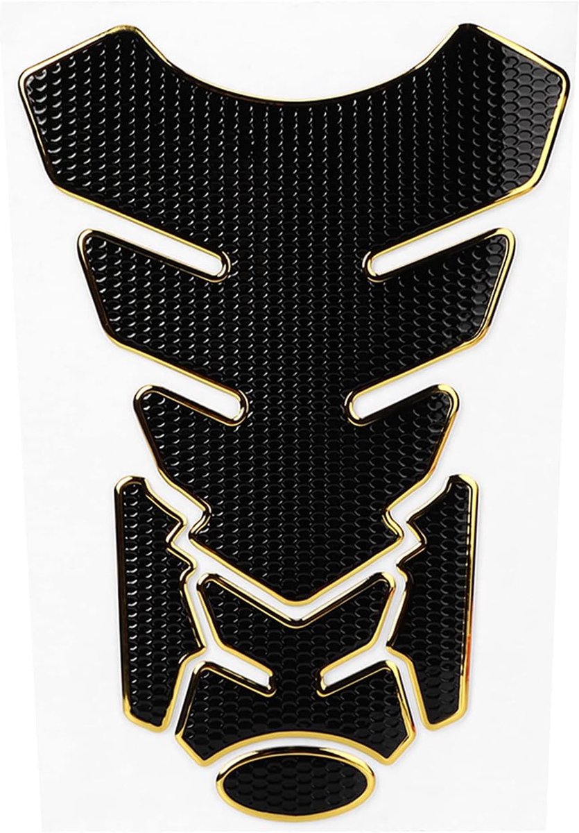 SnelShoppen - 3D Motorfiets Tank Pad - Zwart-Goud Tankbeschermer voor Brandstof- en Olietank - Duurzaam Sticker voor Motorrijders - Eenvoudig aan te b