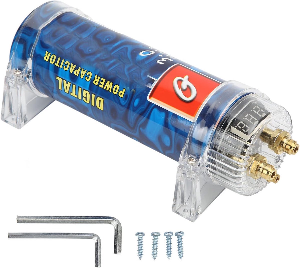 SnelShoppen - Universele Auto Capacitor 12V-16V 3 Farad Digitale Voeding Capacitor Blauw met 3/4 Digitale Spanning Weergave voor Auto