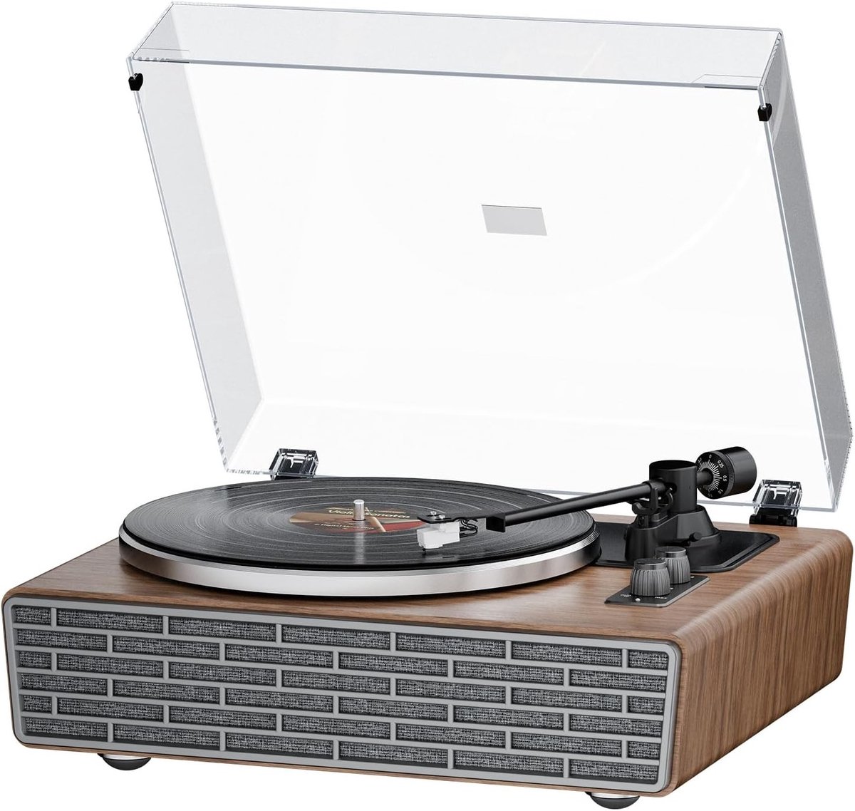 Bluetooth Vinyl Platenspeler - Hout/Metaal - HiFi Geluid - Draadloos Streamen - Voor Muziekliefhebbers