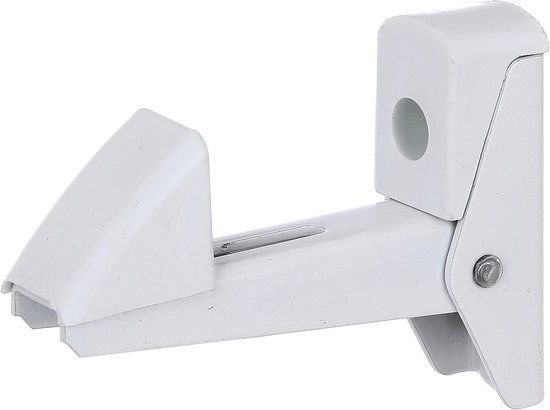 Wit aluminium luikbeslag met een afstandhouder.