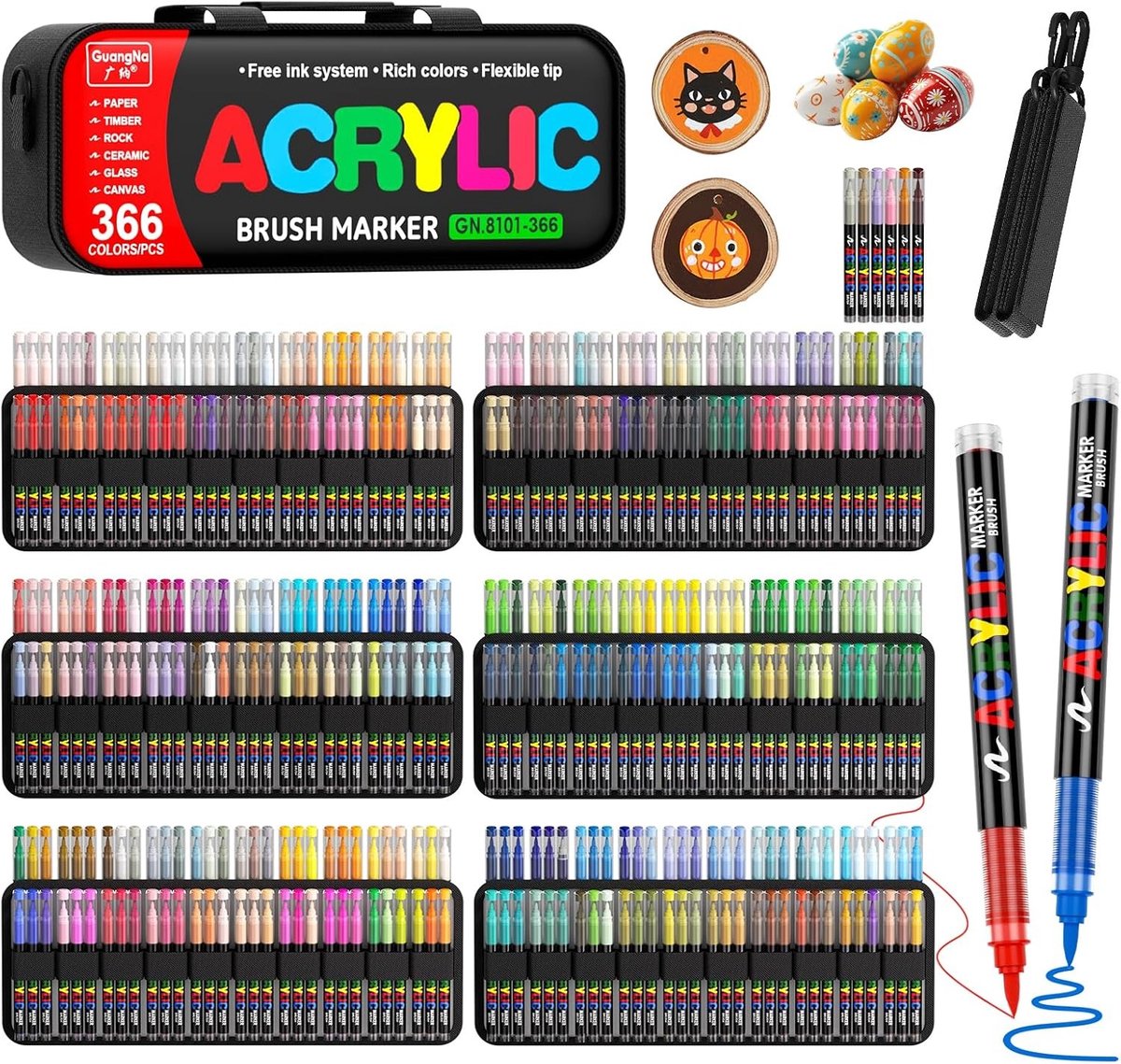 Acrylverfmarkers - Multikleur - Waterbestendig - Flexibele Penseelpunt - Voor Kunstenaars en Creatievelingen