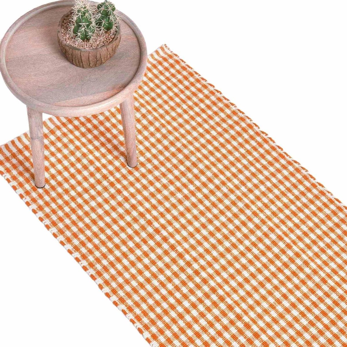 Gingham Geruit Tapijt - Ruit Tapijt Loper - Woonkamer Decoratie - Plat Geweven Katoen - 66