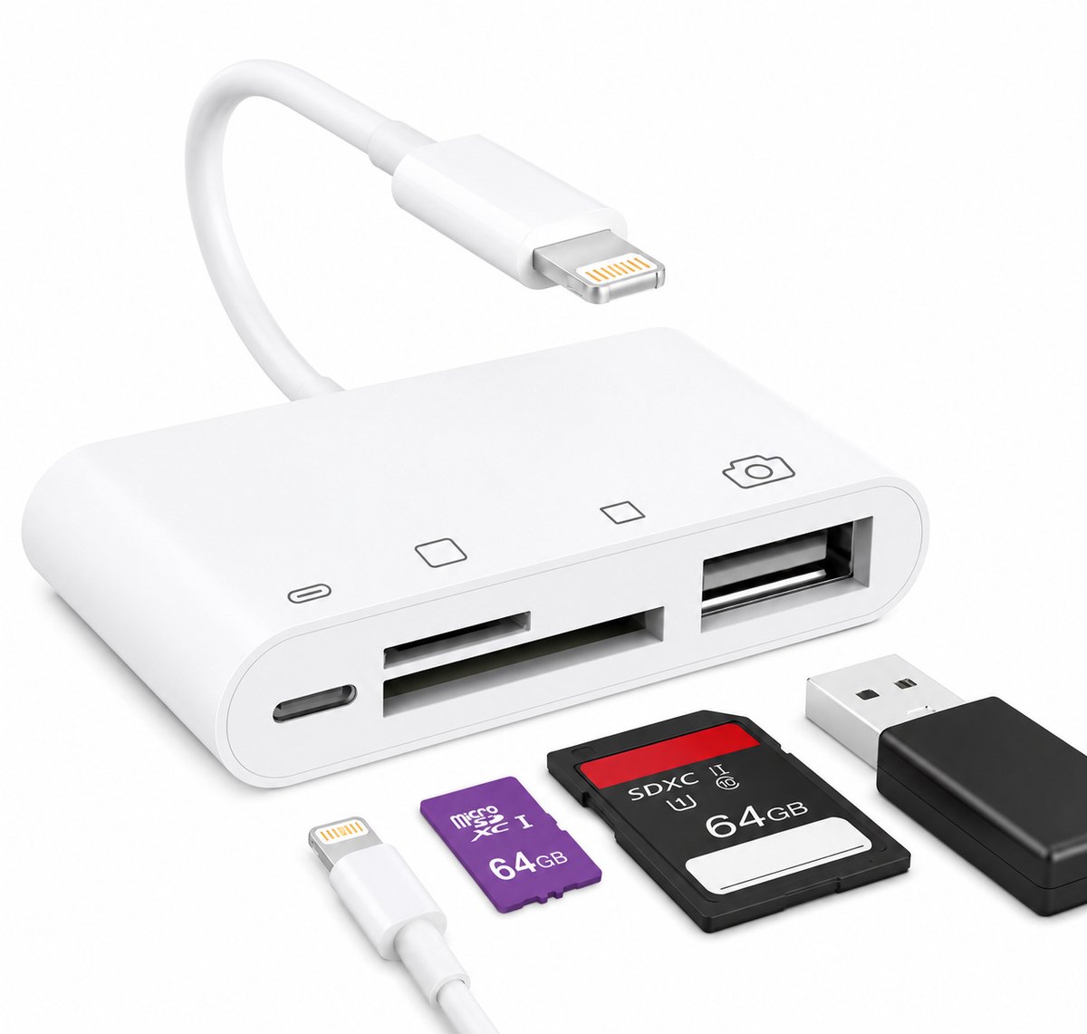 Camera connection kit 4 in 1 voor iPad en iPhone SD / USB / MICRO SD