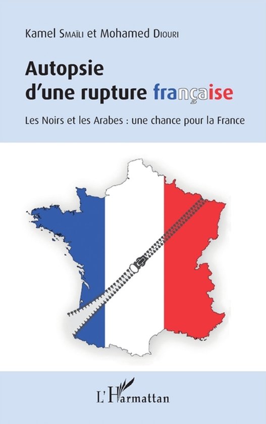 Couverture de livre "Autopsie d'une rupture française". Drapeau français en forme de France, fendu diagonalement par une fermeture éclair.