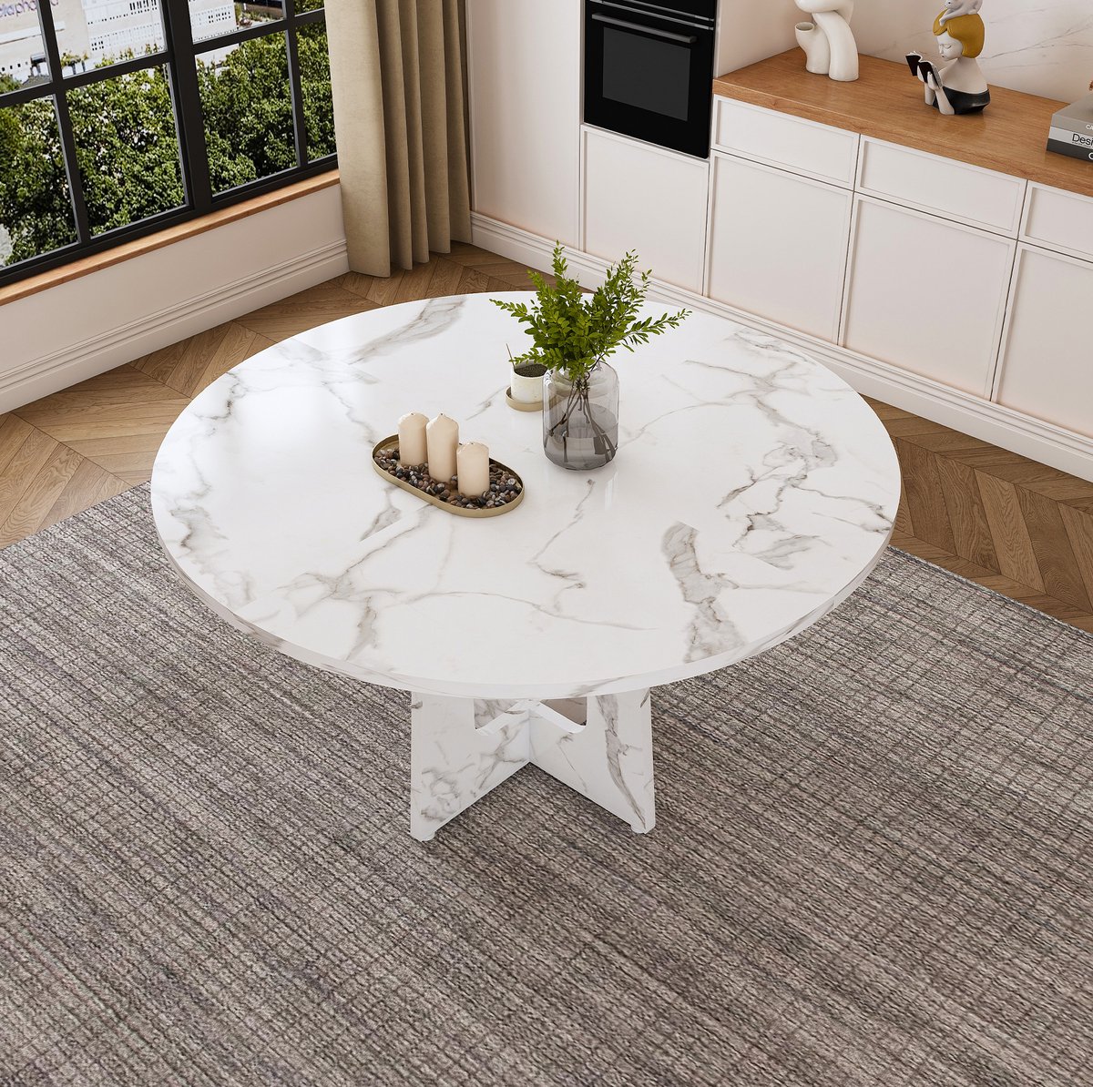 Wishdor - Tafel - Ronde eettafel 120 cm - voor 4 personen - modern voor eetkamer of keuken