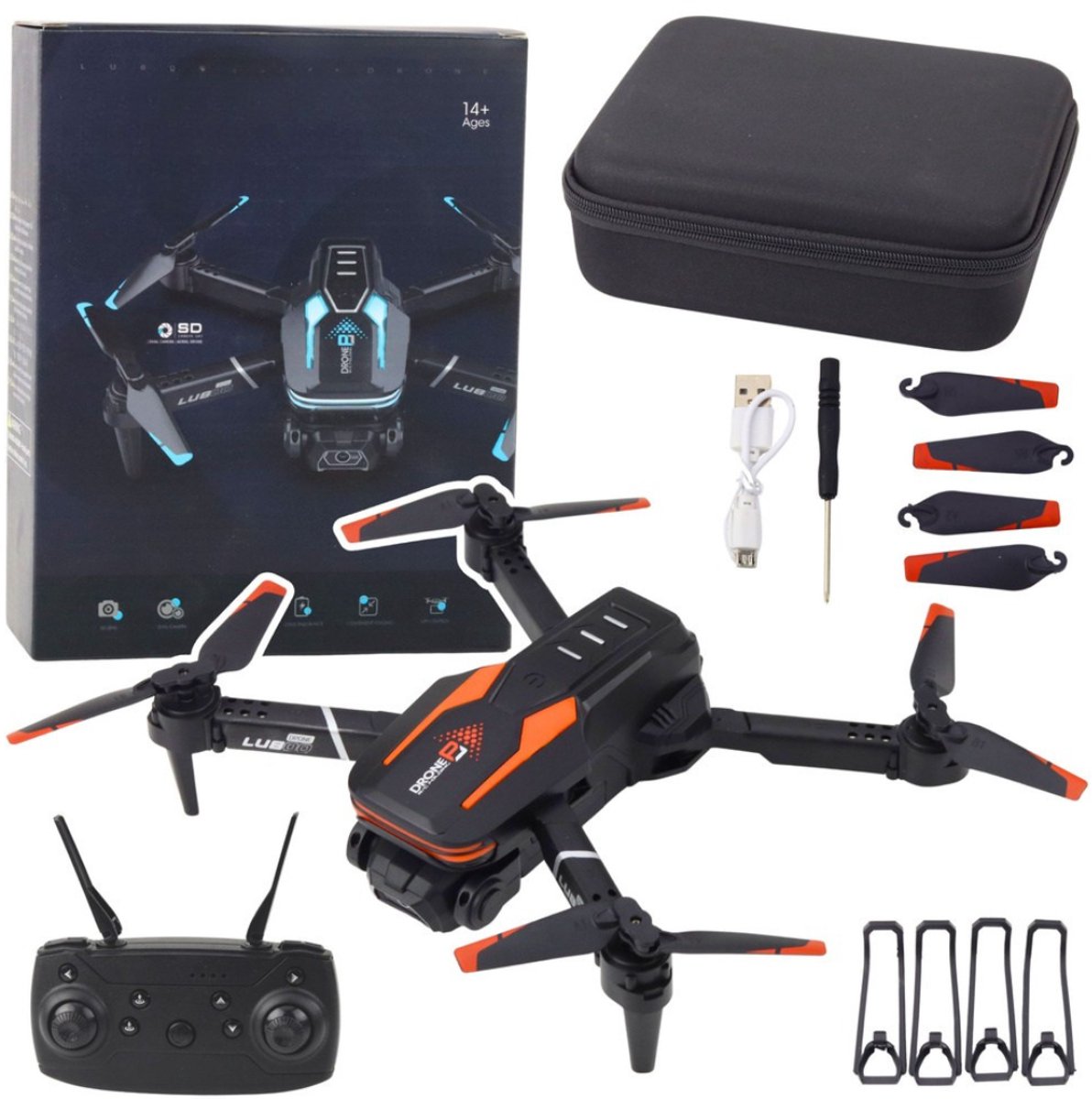 Playos® - Drone - HD Camera - 360°-Rotatie - in Opberghoes - Optisch Flow-Effect - Stabilisatiesysteem