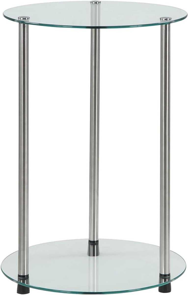 Ronde bijzettafel - Glazen tafel salontafel - Opbergen decoratie - Gehard glas - 40 x 62 cm - Zilver