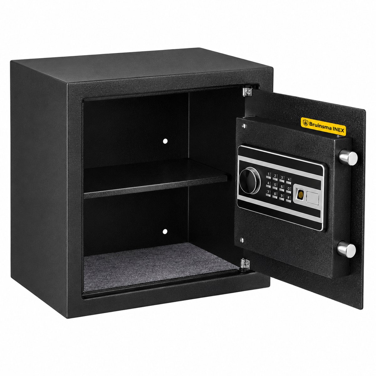 Bruinsma INEX Kluis - Geldkluis - Kluis Met Vingerafdruk - Digitale Kluis - Inbraakwerende Kluis - 35Lx30Bx47H CM - 60 Liter - Zwart