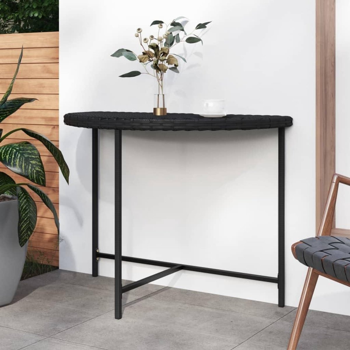 Tuintafel - Terrastafel Balkontafel - Buiten Eten - Onderhoudsarm Polyrotan - 100 x 50 x 75 cm - Zwart