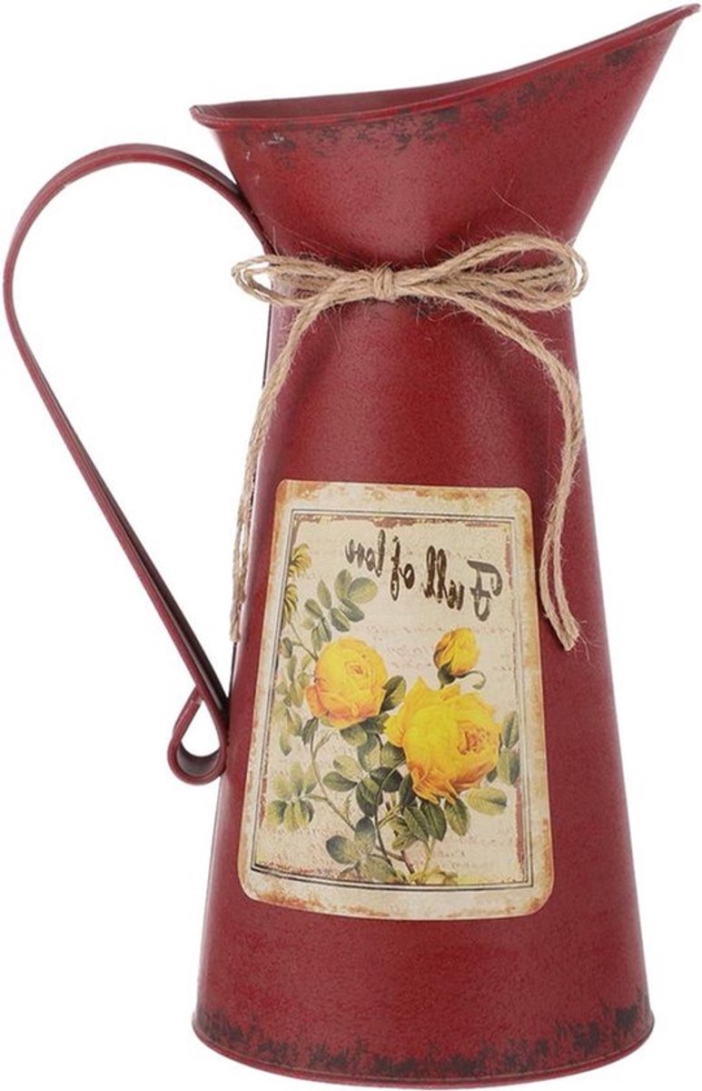 Bloemenvaas vintage gieter rustieke bloempot shabby chic decoratie landhuisvaas metalen kr