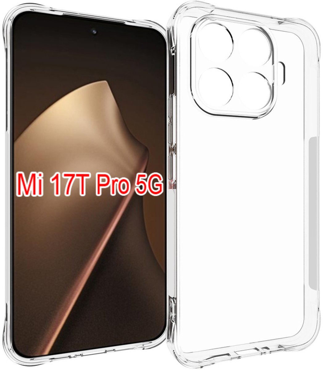 MobyDefend Hoesje - Geschikt voor Xiaomi 17T Pro - Transparante Shockproof TPU Backcover - Verstevigde Hoeken - Volledig Doorzichtig