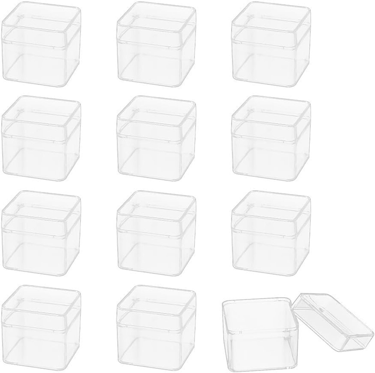 Transparante Acrylaat Opbergdozen met Deksel - 12 Stuks voor Sieraden, Snoep en Kantoorbenodigdheden