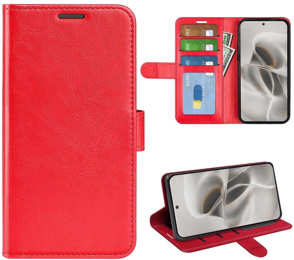 MobyDefend Hoesje - Geschikt voor Motorola Edge 70 Pro - Wallet Book Case (Sluiting Achterkant) - Rood