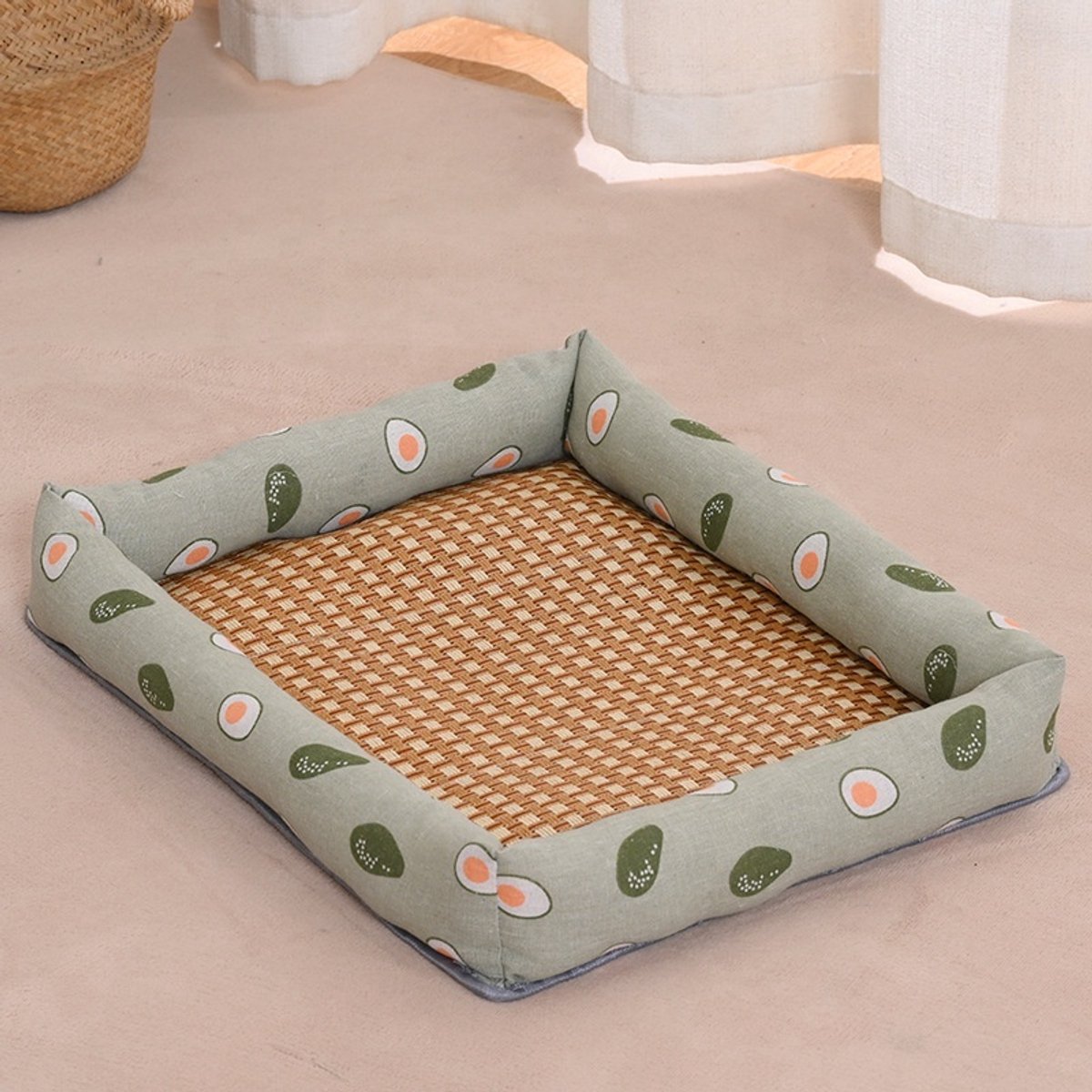 KZQ Groene Avocado Koelmat Voor Huisdieren 62x52 Cm Ademend Tot 25 Kg Voor Binnen Zomerkoeling
