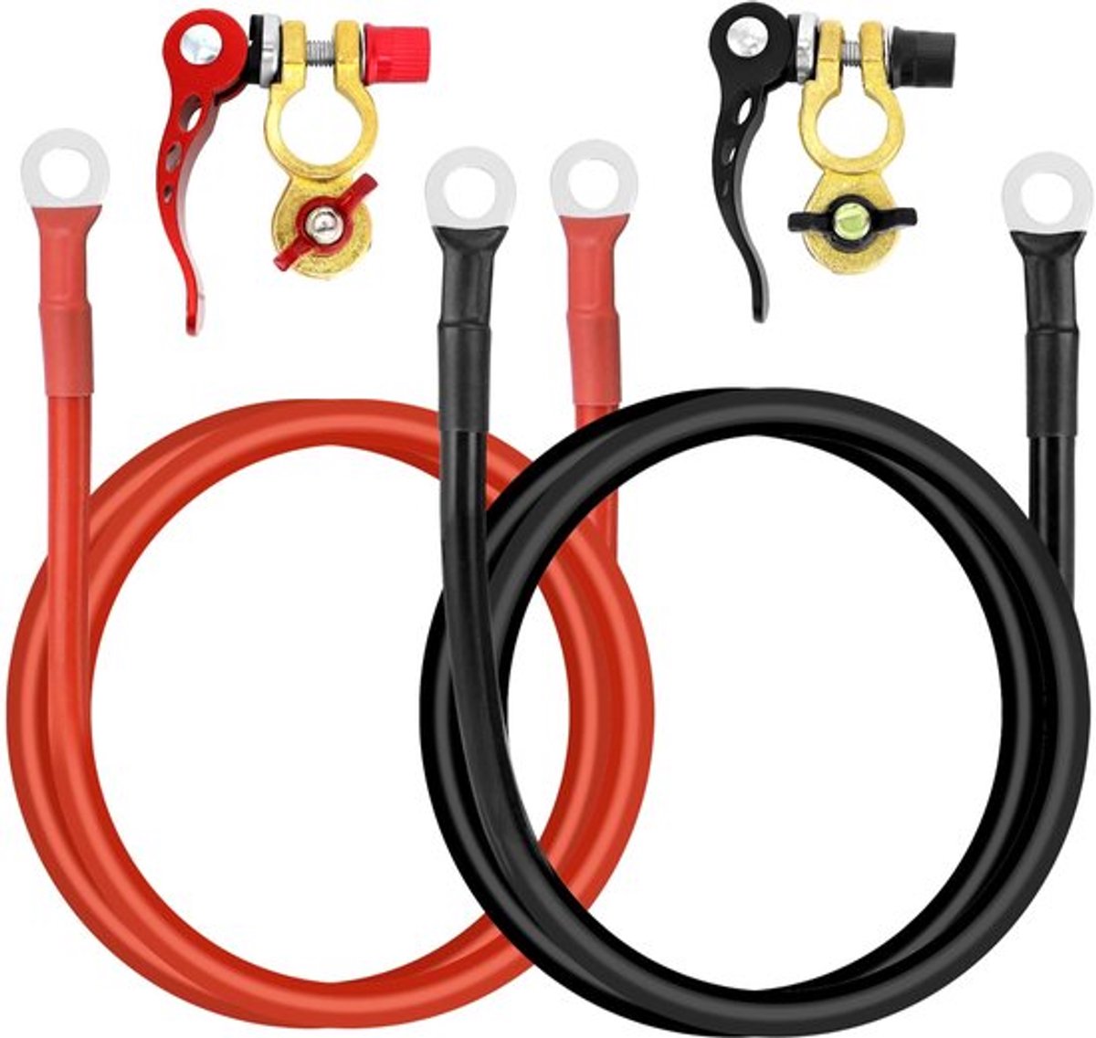 ® 1 meter rode en zwarte 3AWG 25mm² batterijkabel met batterijterminalstekkers - 12V-24V Max.125A - voor auto, marine, zonne-energie