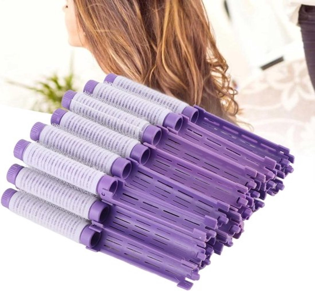 - Haar rollers - Kappers tool kit - Vierde generatie - Grijs paars - Perm - Geschikt voor alle haartypes - 20 stuks.