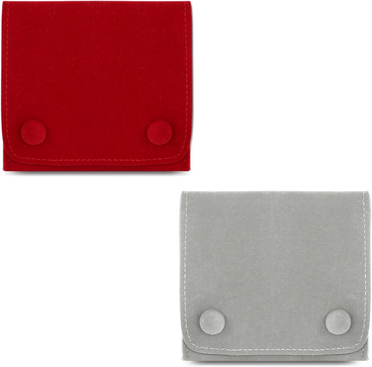 Zachte fluwelen sieradenzakjes - 2 stuks mini-reissieradentassen met drukknop en ritssluiting voor oorbellen, halskettingen en armbanden