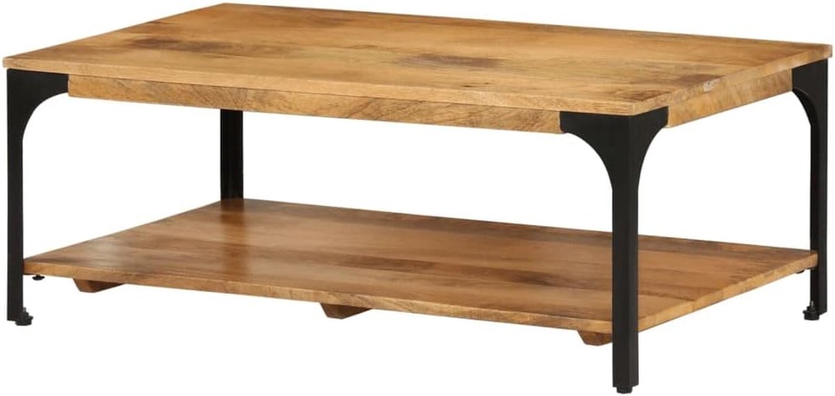 Salontafel Mango Hout - Bijzettafel Hout - Woonkamer Inrichten - Met Opbergplank - 100x55x38cm - Natuurlijk Hout