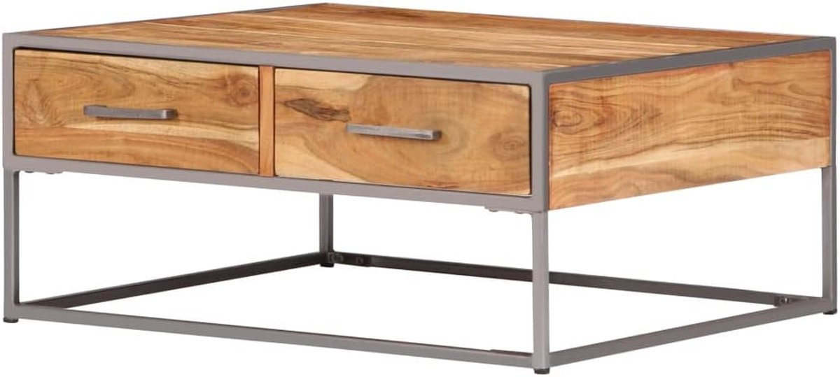 Salontafel Acaciahout - Koffietafel Hout - Woonkamer Inrichten - Handgemaakt Uniek - 75 x 75 x 35 cm - Natuurlijk Hout