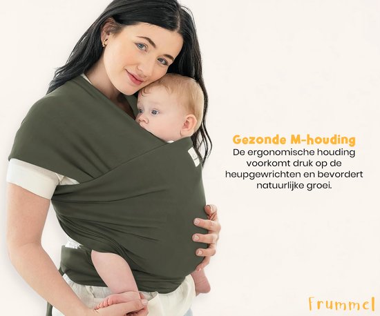 Frummel Baby Draagdoek Groen - Draagzak - Baby Wrap - Baby carrier - Draagdoek baby - Baby 0-36 maanden - Newborn van Frummel — afbeelding 5