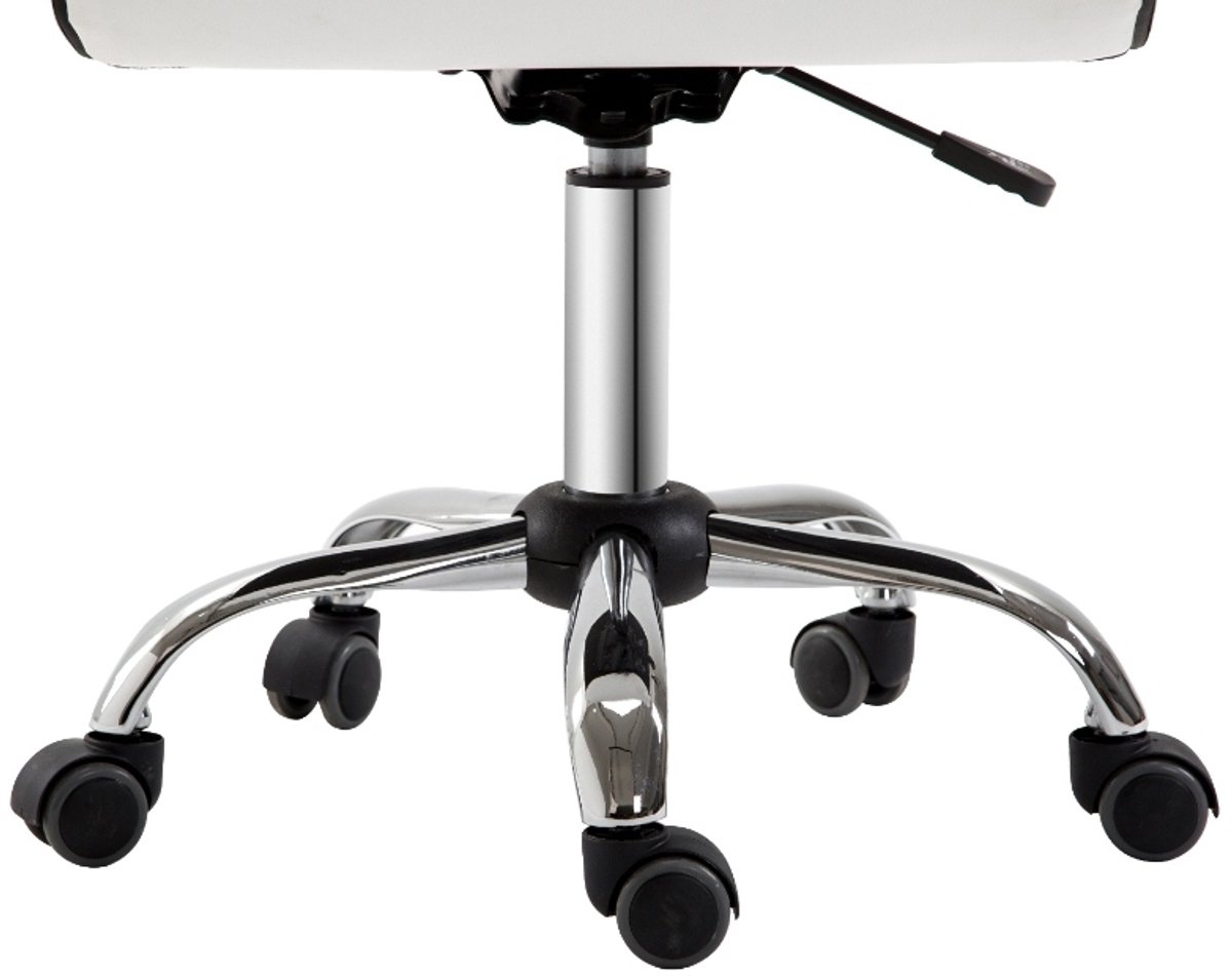 DESMIU Bureaustoel 51 x 46 x 80-92 cm - Ergonomisch Zonder Armleuningen En In Hoogte Verstelbaar - Voor Kantoor En Werkkamer - Kunstleer Wit