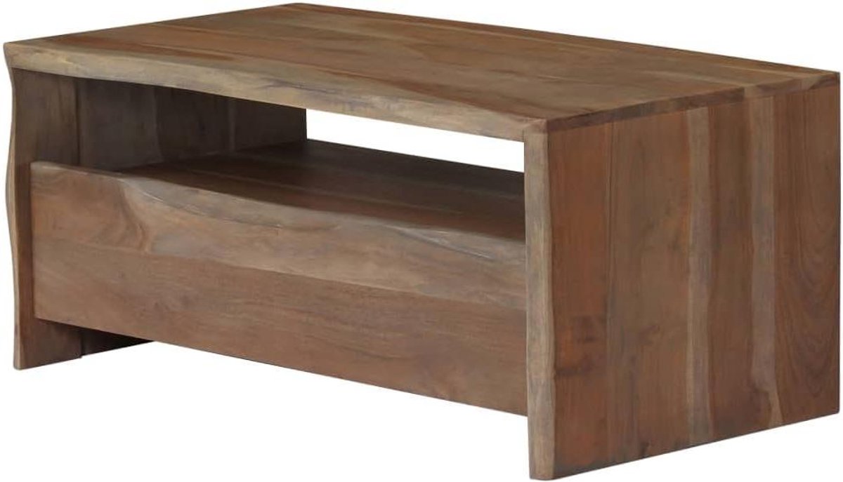 Salontafel Acaciahout - Koffietafel Hout - Woonkamer Inrichten - Natuurlijke Rand - 90 x 50 x 40 cm - Grijs