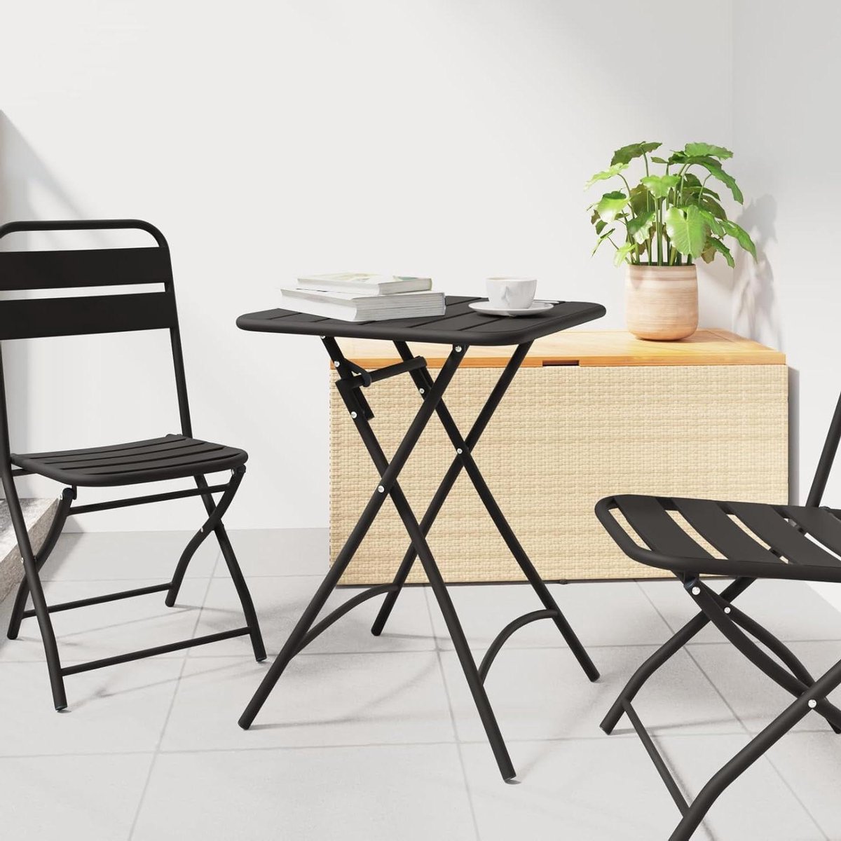 Opvouwbare tuintafel - Bistrotafel buiten - Genieten van buiten - Gepoedercoat staal - 55 x 55 cm - Antraciet