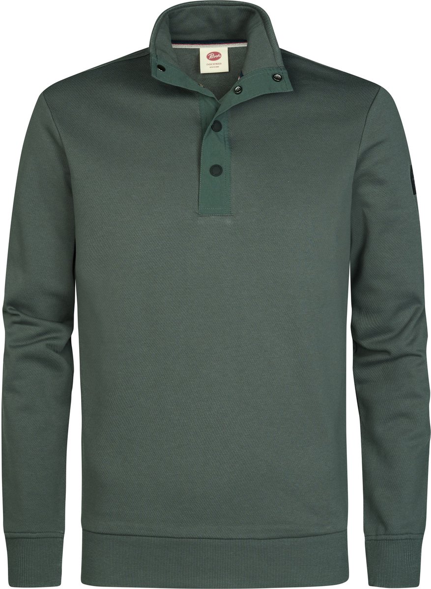 Petrol Industries - Heren Sweater met knoopsluiting forgecore - Groen - Maat XL