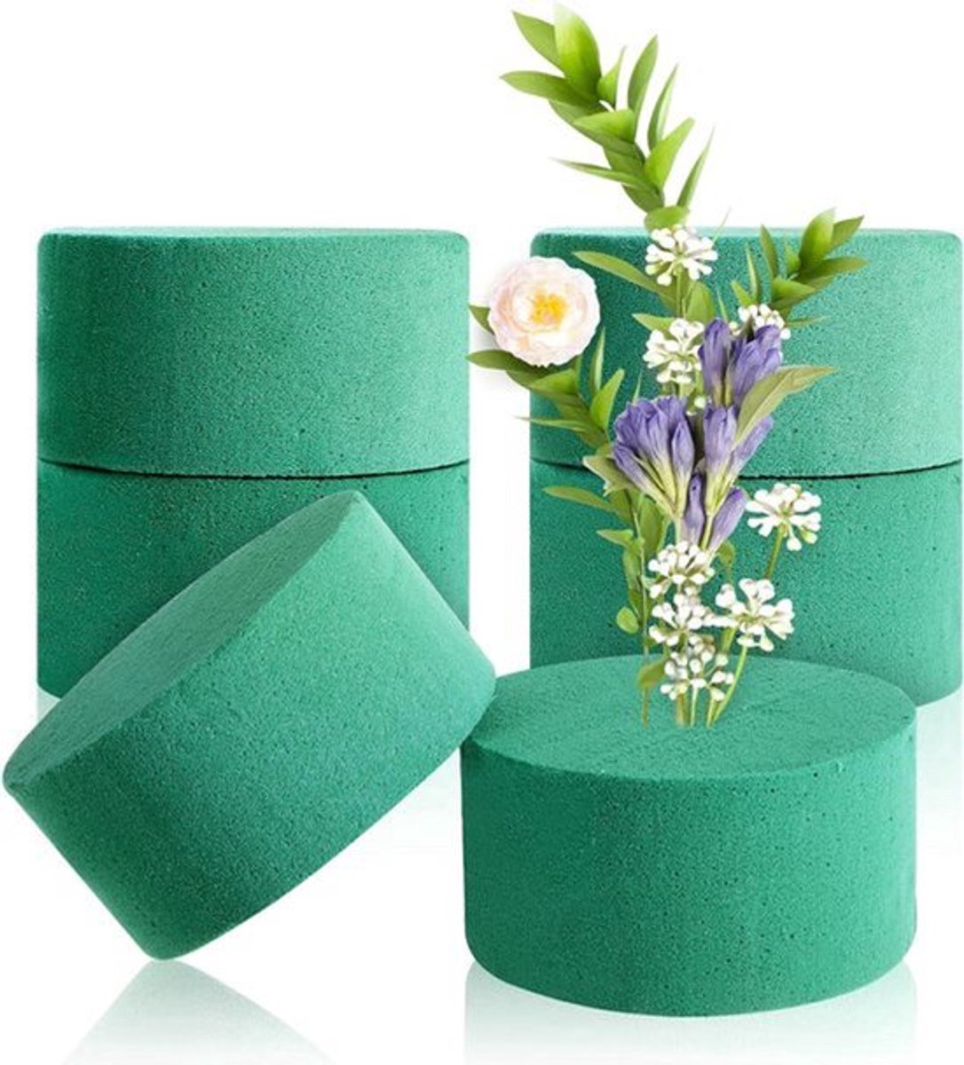 6 stuks ronde bloemenschuimblokken voor verse en kunstbloemen 8 cm - ronde bloemschikket g