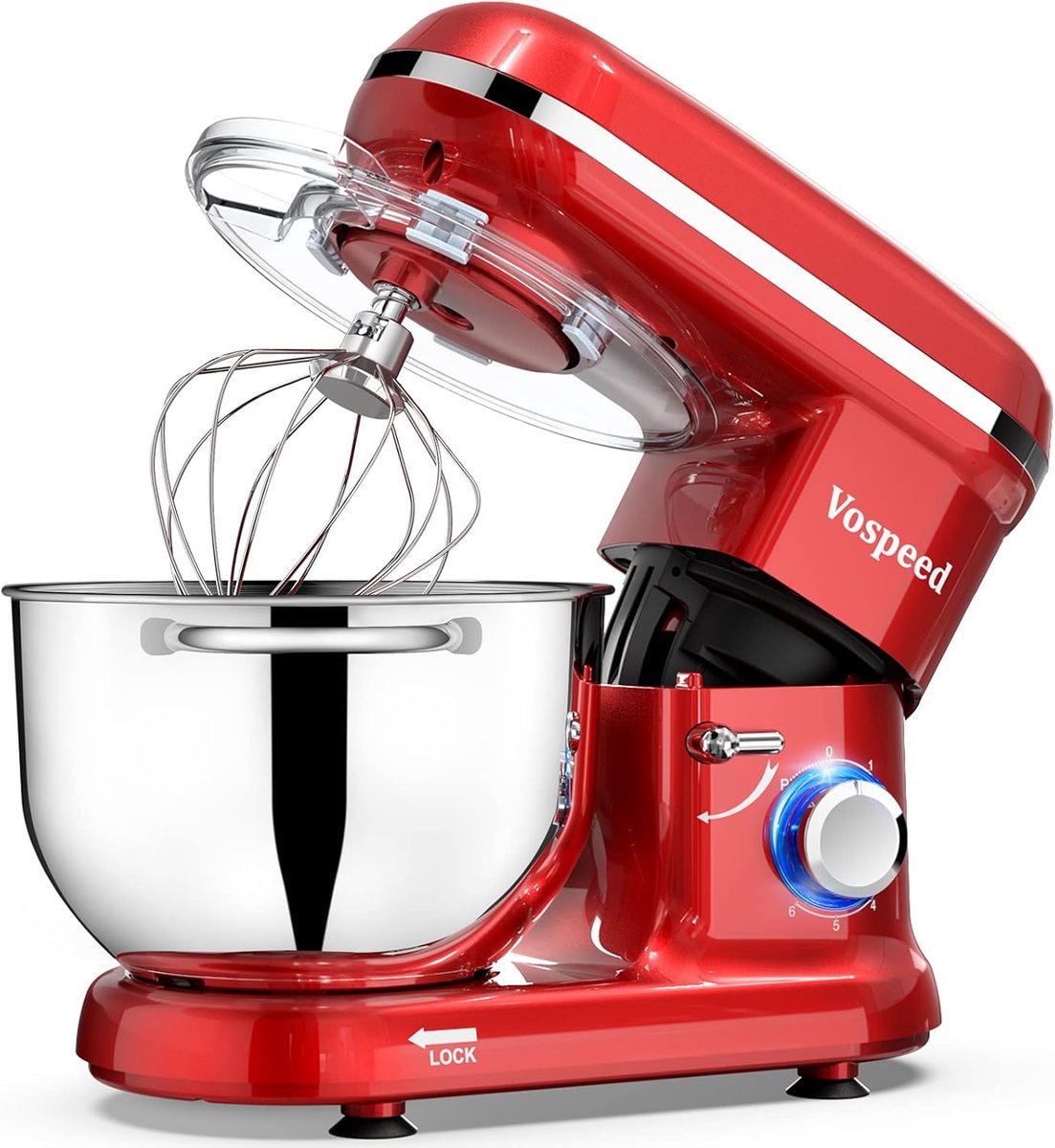 Keukenmixer 1500W Stil 6 snelheden met 6L mengkom, elektrische keukenmachine met garde en deeghaak