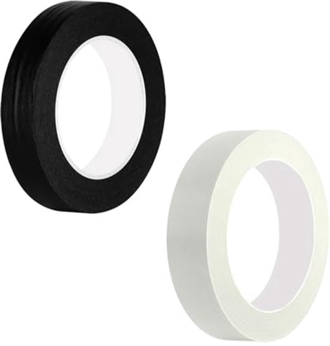 2 Rollen Plakband, 10 mm x 50 m, voor Schilderen, Knutselen en Ambachten, Zwart en Wit