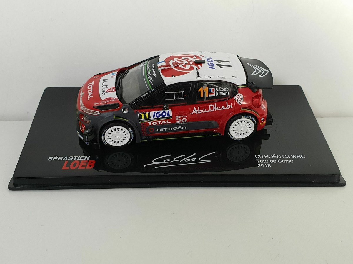 Modelauto Citroen C3 WRC Tour de Corse 2018 #11 Sebastien Loeb - Schaal 1:43