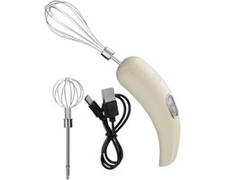 Elektrische handmixer - Melkopschuimer en garde - Ergonomisch ontwerp - 18 cm - Perfect voor cakes, eieren en cappuccino's - Beige