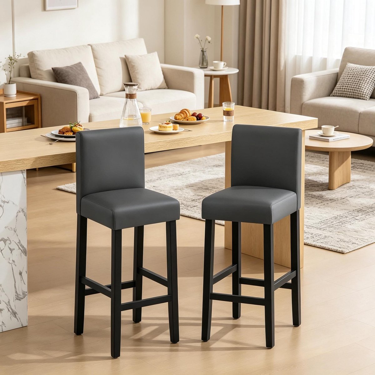 YYchan barkruk - 2-delige set - zwart - 48 x 41,5 x 110,5 cm