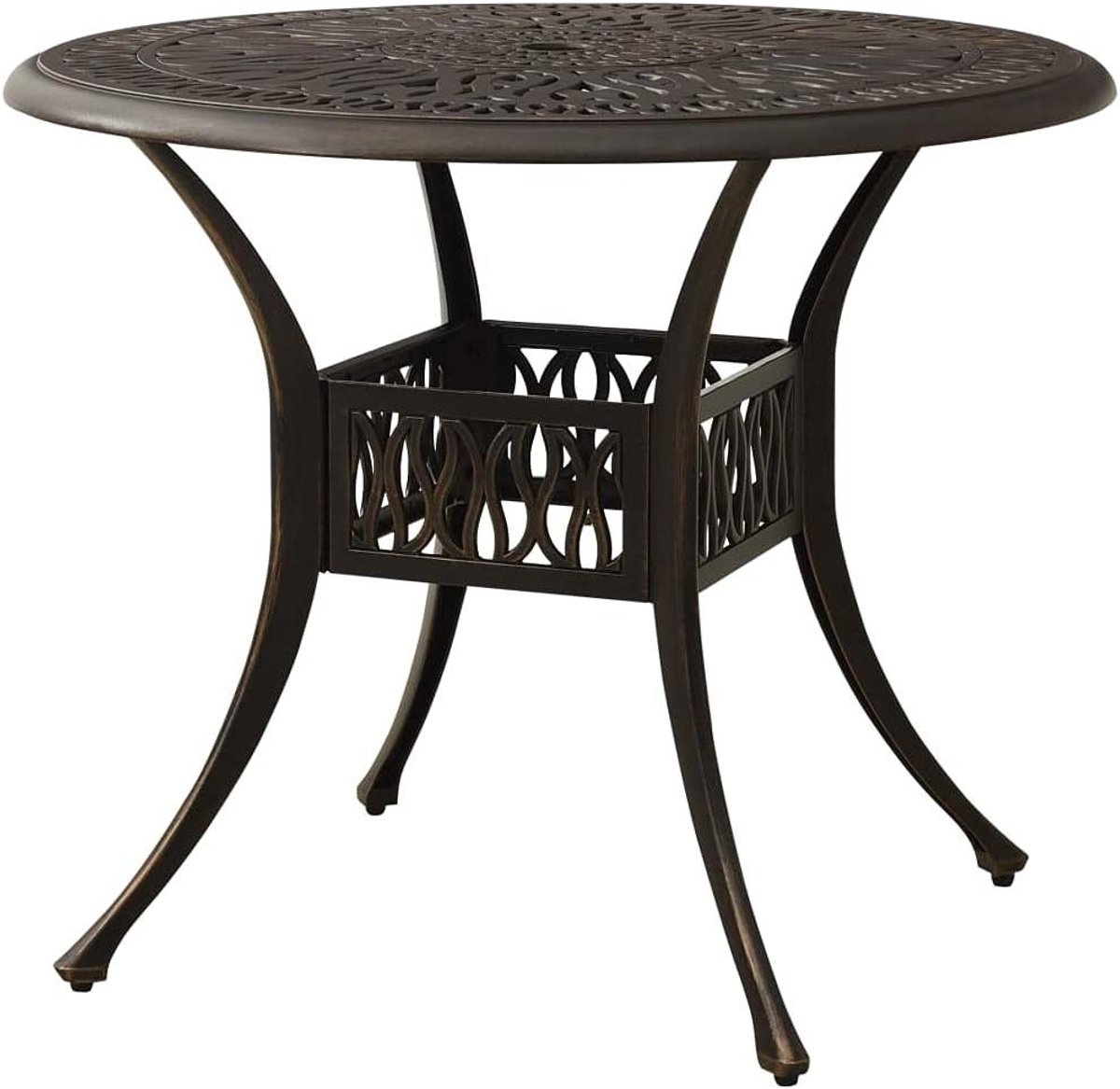 Gegoten Aluminium Tuintafel - Terrastafel Buiten - Buiten Dineren - Met Parasolgat - 90 x 90 x 74 cm - Brons