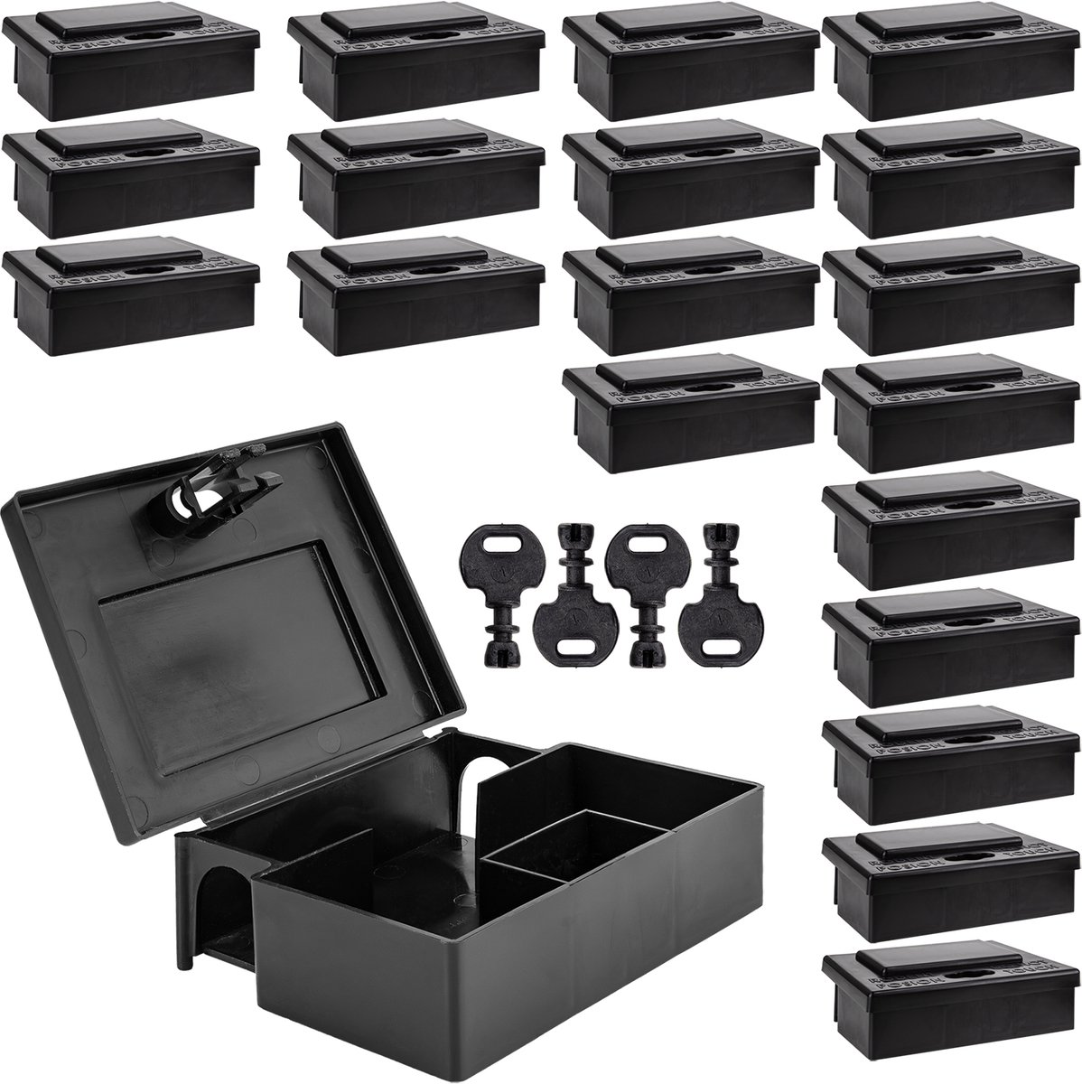 20 x Muizenval Muizen Tuin Aasdoos Aasdoos Aasdoos Aasstation voor muizengif Maeuse Muis Aasdoos Gif Aas Vole Repel Key Petigi