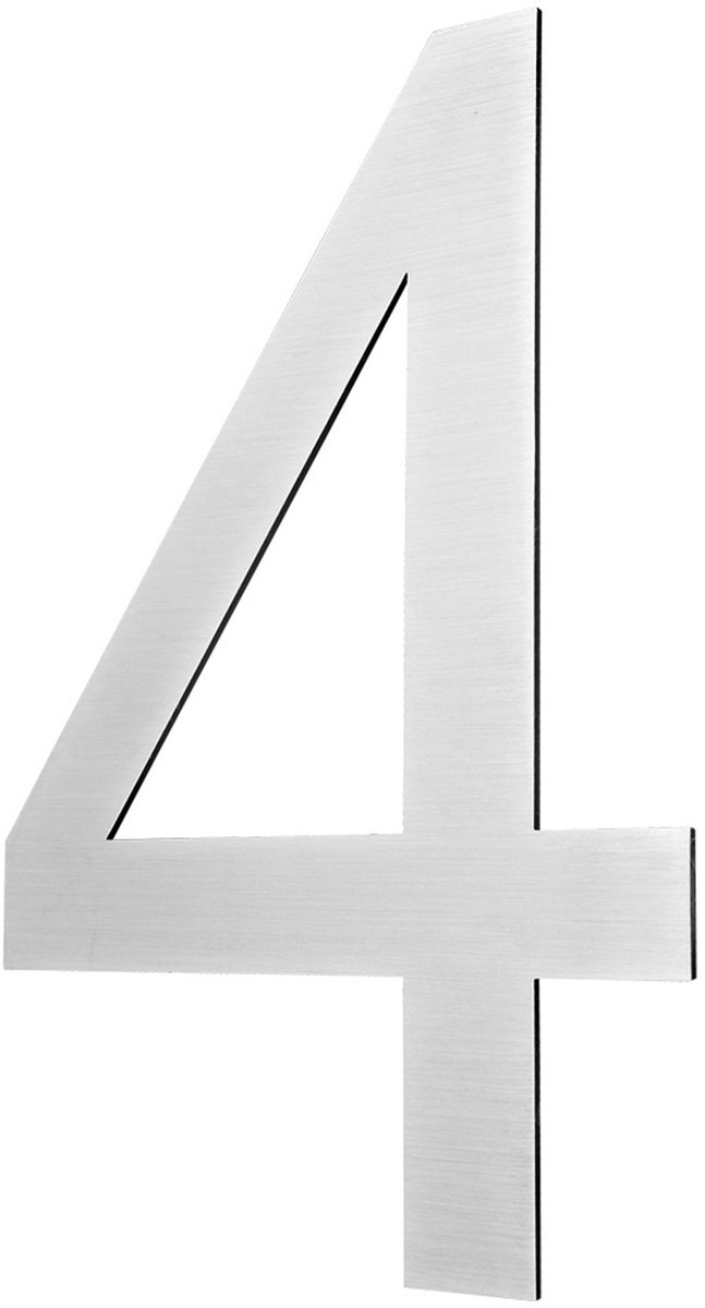 Roestvrijstalen huisnummer – 20 cm groot – 4-cijferig huisnummerbord – Geborstelde afwerking – 2D Arial-lettertype – V2Aox