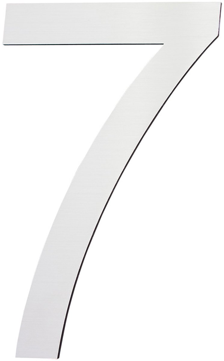 Roestvrijstalen Huisnummer – 20 cm Groot – Huisnummer 7 – Geborsteld Huisnummerbord – 2D Arial-lettertype – V2Aox